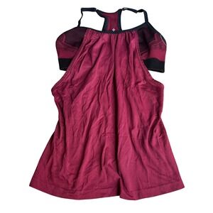 NUX 2-in-1 Activewear‎ Flowy Tank Top Size S Built-in Bra Burgandy Maroon NEW